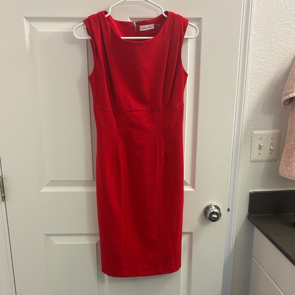 Calvin Klein Bold Red Midi Dress